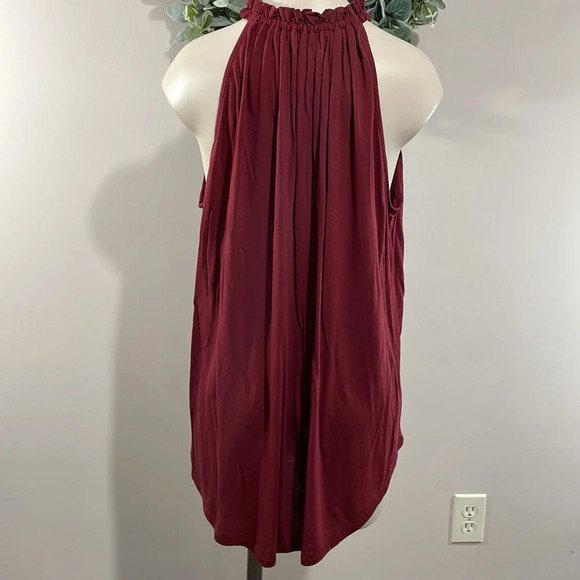 NWOT LOFT Gathered Halter Neck Tank Top Wine Burgundy M - Picture 6 of 15